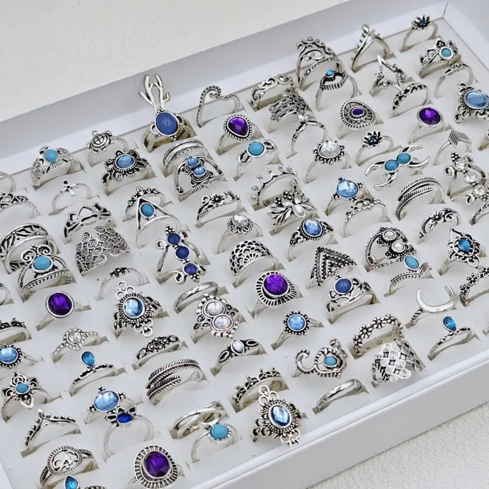 36 Pcs vintage silver Rings Set for Women, Stackable Rings - Rings Pack for Gift - Picture 4 of 5